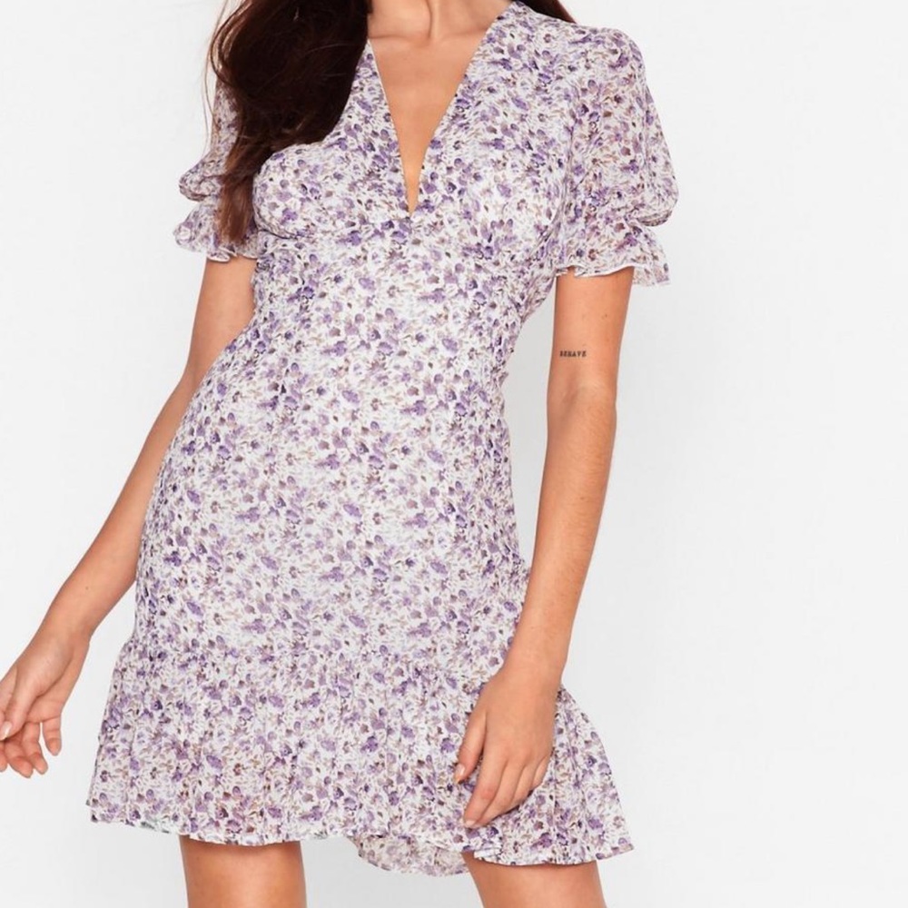 NastyGal Lilac Floral Dress